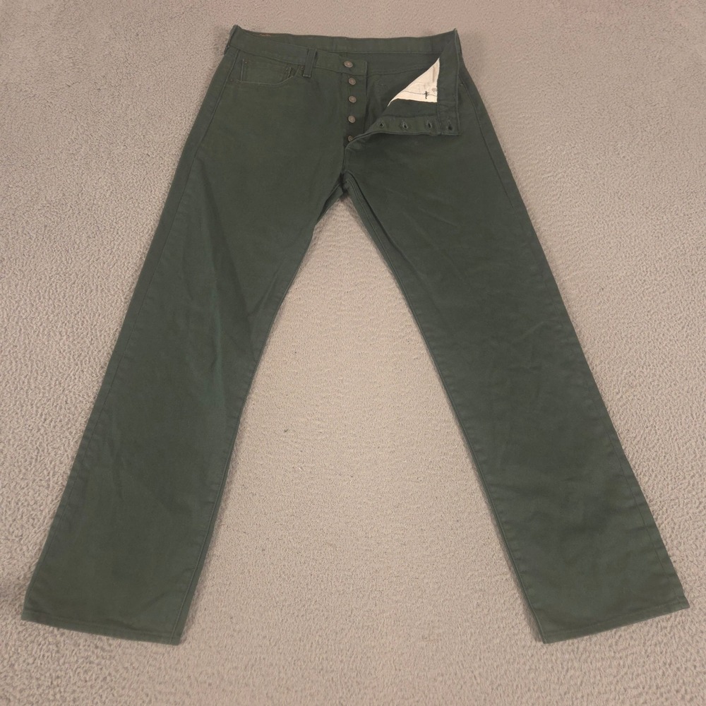 Levi's Jeans Mens 36x34 Green 501 Original Straight Leg Button Fly Cotton Denim